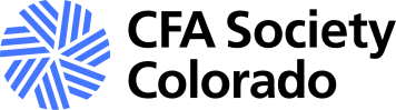 CFA Society Colorado logo with blue geometric design.