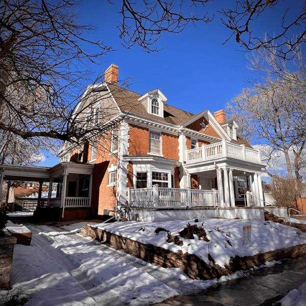 a house covered in snow