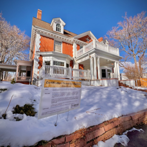 a house covered in snow