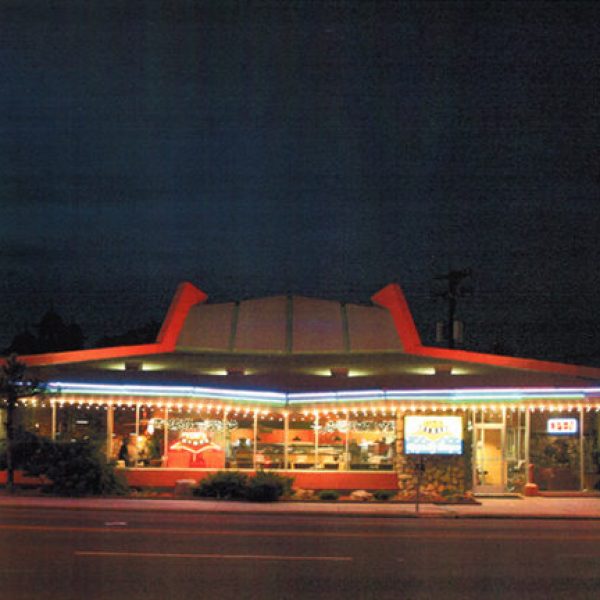 a lit up city at night